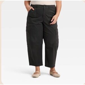 Universal Thread Womens Black High Rise Wide Leg Cargo barel Pants Size 10 NWT